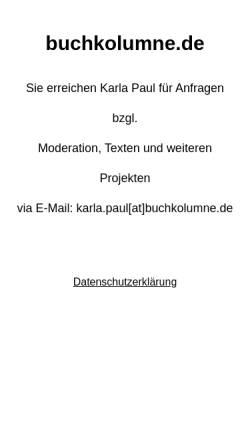 Vorschau der mobilen Webseite www.buchkolumne.de, Buchkolumne
