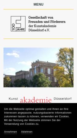 Vorschau der mobilen Webseite www.foerderverein-kunstakademie.de, Gesellschaft von Freunden und Förderern der Kunstakademie Düsseldorf e.V.