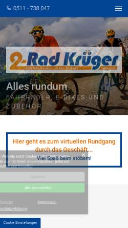 Vorschau der mobilen Webseite www.zweirad-krueger.de, Zweirad Krüger GmbH & Co. KG