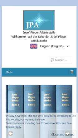 Vorschau der mobilen Webseite www.josef-pieper-arbeitsstelle.de, Josef Pieper Arbeitsstelle (JPA)