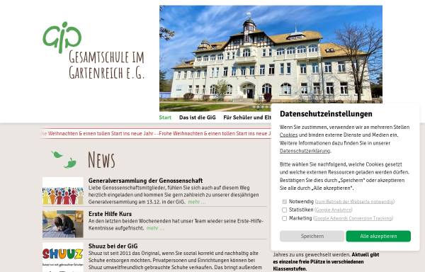 Vorschau von www.gesamtschule-im-gartenreich.de, Gesamtschule im Gartenreich e.G.