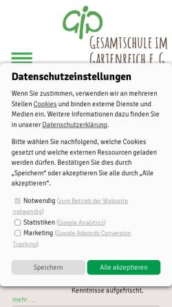 Vorschau der mobilen Webseite www.gesamtschule-im-gartenreich.de, Gesamtschule im Gartenreich e.G.