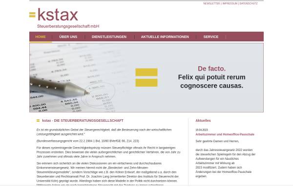 Vorschau von www.kstax.biz, kstax Steuerberatungsgesellschaft mbH