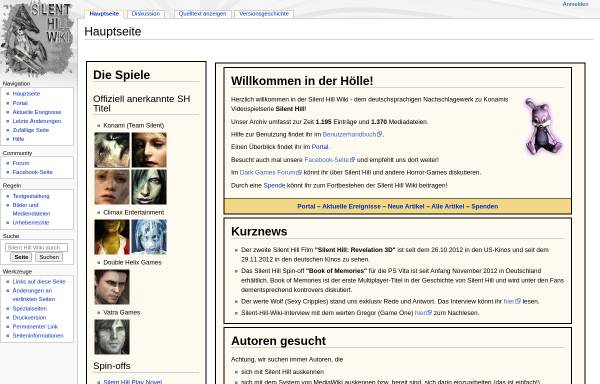 Vorschau von www.silenthillwiki.de, Silent Hill Wiki