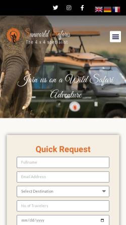 Vorschau der mobilen Webseite www.sunworld-safari.com, Sunworld Safaris