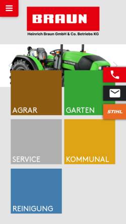 Vorschau der mobilen Webseite www.braun-technik.de, Garten- und Kommunaltechnik Braun