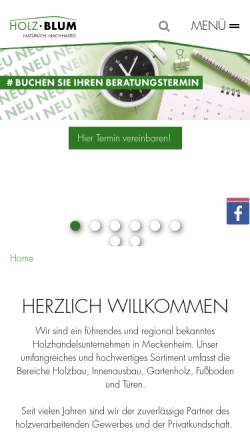 Vorschau der mobilen Webseite www.holz-blum.com, Holzgroßhandel Blum
