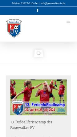 Vorschau der mobilen Webseite www.pasewalker-fv.de, Pasewalker Fußballverein e. V.