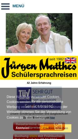 Vorschau der mobilen Webseite www.matthes.de, Jürgen Matthes Sprachreisen
