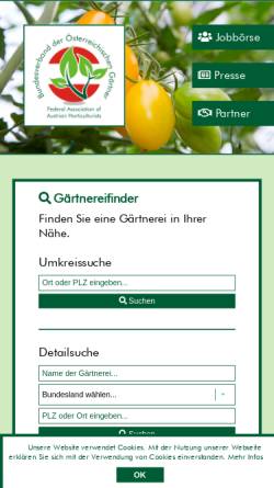 Vorschau der mobilen Webseite www.gartenbau.or.at, Bundesverband der Österreichischen Gärtner