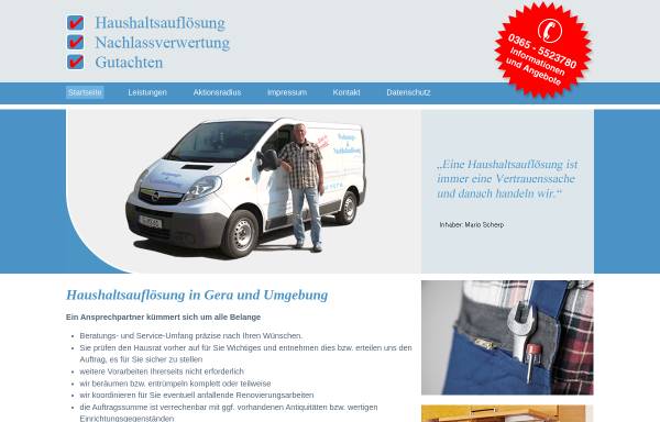Vorschau von www.haushaltsaufloesung-gera.de, Wohnungs- und Nachlassauflösung - Gera / M. Scherp