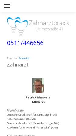 Vorschau der mobilen Webseite www.zahnarzt-hannover-linden.de, Dr. Michael Stegmann