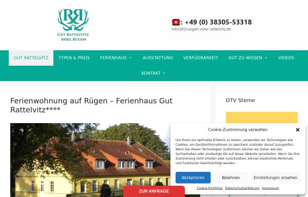 Vorschau von www.ruegen-ruhe-rattelvitz.de, Ferienunterkünfte Gut Rattelvitz
