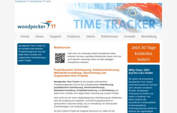 Vorschau von www.woodpecker-tt.com, Woodpecker Time Tracker