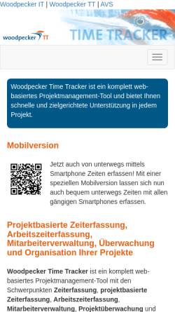 Vorschau der mobilen Webseite www.woodpecker-tt.com, Woodpecker Time Tracker