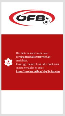 Vorschau der mobilen Webseite vereine.fussballoesterreich.at, Sportverein Satteins