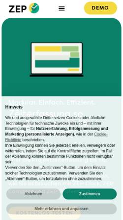 Vorschau der mobilen Webseite www.zep.de, ZEP, provantis IT Solutions OHG