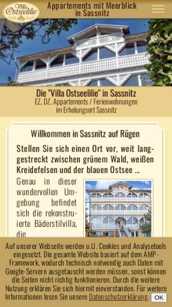 Vorschau der mobilen Webseite villaostseelilie.de, Ferienwohnungen Villa Ostseelilie