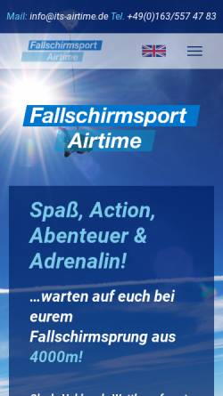 Vorschau der mobilen Webseite www.fallschirmspringen-airtime.de, Fallschirmsport Airtime