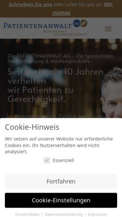 Vorschau der mobilen Webseite ihranwalt24.de, Patientenanwalt AG, Zierhut & Graf Rechtsanwalt-Aktiengesellschaft