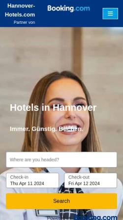 Vorschau der mobilen Webseite hannover-hotels.com, Hannover-hotels.com - P.S. Consulting AG