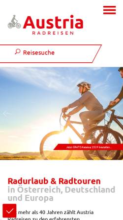 Vorschau der mobilen Webseite www.austria-radreisen.at, Austria Radreisen