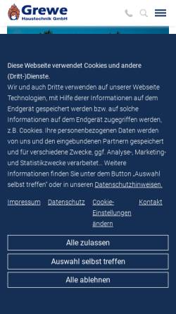 Vorschau der mobilen Webseite www.grewe-haustechnik.de, Gustav Grewe Heizungsbau GmbH
