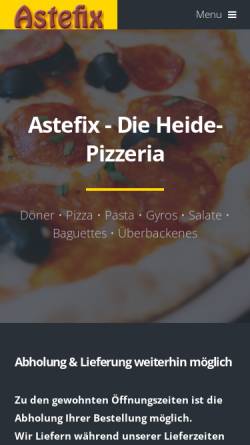 Vorschau der mobilen Webseite www.astefix-soltau.de, Astefix Pizzeria und Lieferservice