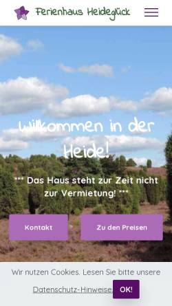 Vorschau der mobilen Webseite www.heideglueck.de, Ferienhaus Oetjens, Familie Oetjens