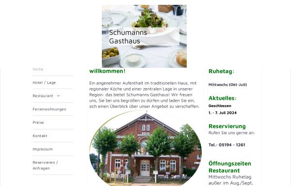 Vorschau von www.schumanns-gasthaus.de, Hotel-Gaststätte Unter den Linden