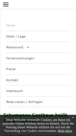 Vorschau der mobilen Webseite www.schumanns-gasthaus.de, Hotel-Gaststätte Unter den Linden