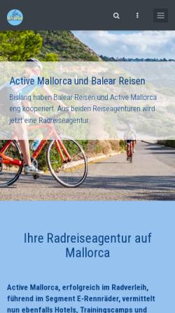 Vorschau der mobilen Webseite www.balearreisen.de, Balear Reisen, Rad- und Wanderreisen auf Mallorca