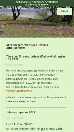 Vorschau der mobilen Webseite www.aho-niedersachsen.de, Arbeitskreis Heimische Orchideen Niedersachsen e.V.