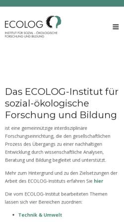 Vorschau der mobilen Webseite www.ecologinstitut.de, Ecolog-Institut für sozial-ökologische Forschung und Bildung gGmbH