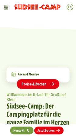 Vorschau der mobilen Webseite www.suedsee-camp.de, Südsee-Camp - Gottfried & Per Thiele OHG