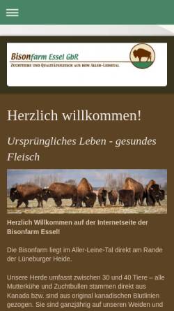 Vorschau der mobilen Webseite www.bisonfarm-essel.de, Bisonfarm Essel