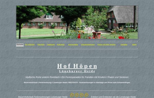 Vorschau von www.hof-hoepen.de, Urlaub in und um Schneverdingen