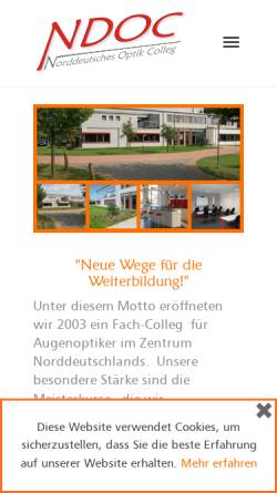 Vorschau der mobilen Webseite www.ndoc.info, Norddeutsches Optik Colleg (NDOC)