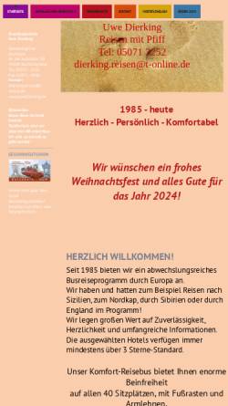 Vorschau der mobilen Webseite www.dierking-reisen.de, Dierking Reisen