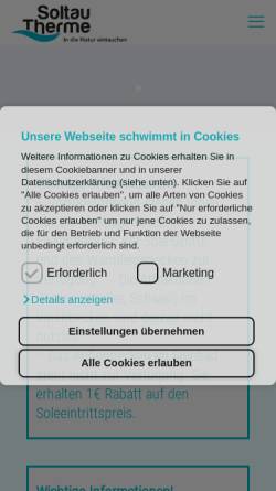 Vorschau der mobilen Webseite soltau-therme-online.de, Soltau-Therme