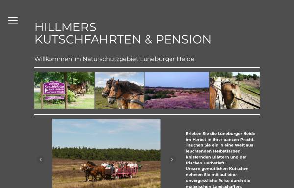 Vorschau von www.hillmers-kutschfahrten.de, Hillmers Kutschfahrten