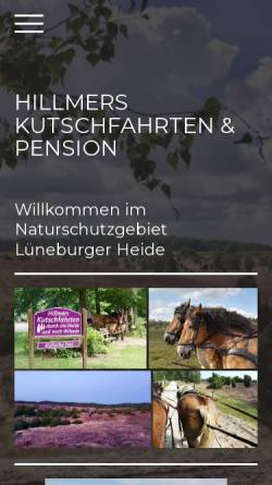 Vorschau der mobilen Webseite www.hillmers-kutschfahrten.de, Hillmers Kutschfahrten
