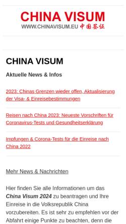 Vorschau der mobilen Webseite www.chinavisum.eu, China Visum Ghrke Media Online Marketing