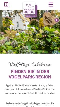 Vorschau der mobilen Webseite www.vogelpark-region.de, Tourismus Agentur Vogelpark-Region GmbH (TAV)