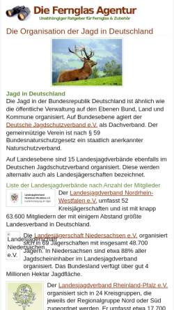 Vorschau der mobilen Webseite www.fernglasagentur.de, Die Organisation der Jagd in Deutschland