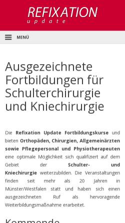 Vorschau der mobilen Webseite www.refixation.de, Schulter- und Kniegelenk Operationausbildungskurs