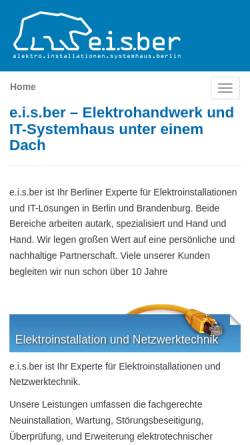 Vorschau der mobilen Webseite www.eisber.de, e.i.s.ber Elektro- & IT-Systeme Berlin GmbH