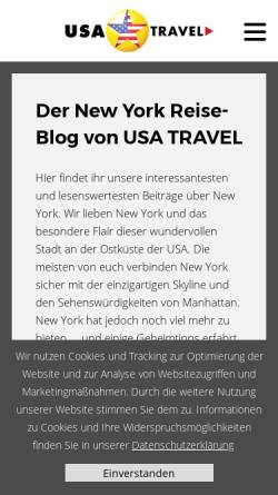Vorschau der mobilen Webseite new-york.usatravel.de, USA Travel SK GmbH