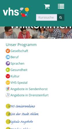 Vorschau der mobilen Webseite www.vhs-ahlen.de, Volkshochschule Ahlen