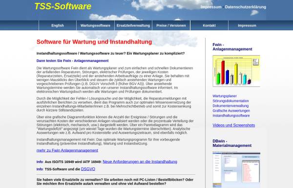 Vorschau von www.tss-software.de, TSS Software